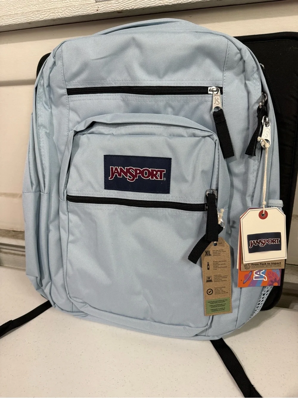 Jansport Light Blue Backpack with Black Accents